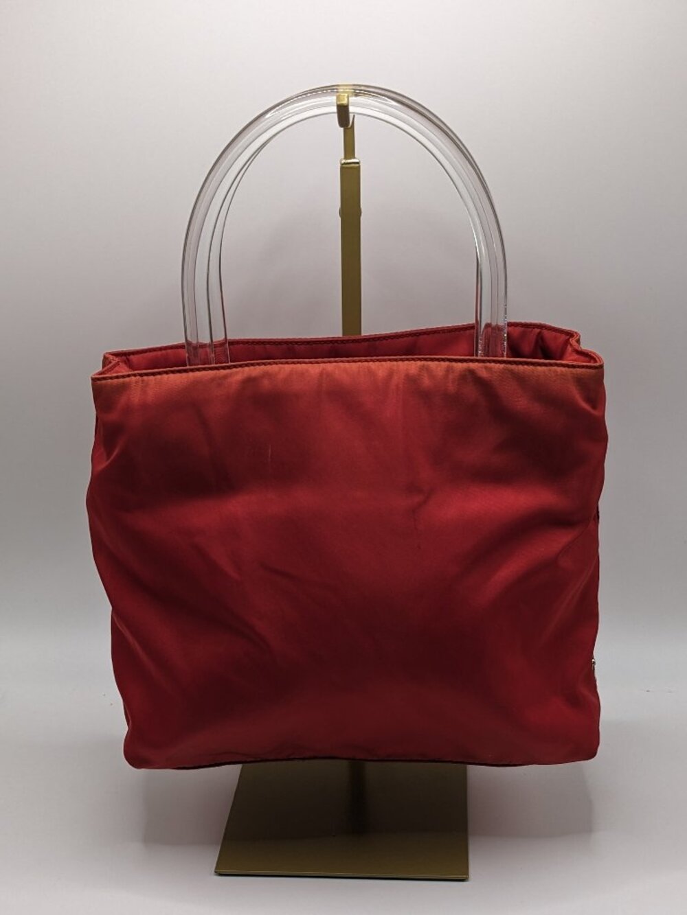 Prada Red Nylon Tote with Clear Handles + Dust Bag
